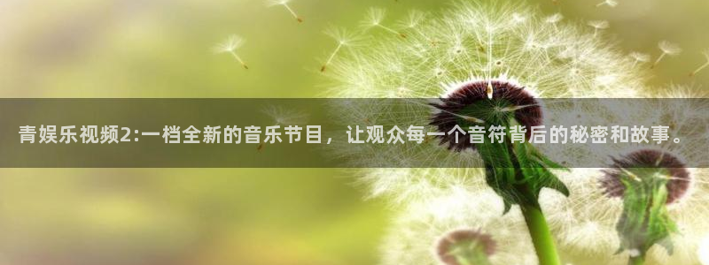 辉达娱乐分红代理计划：青娱乐视频2:一档全新的音乐节目，让观众每一个音符背后的秘密和故事。